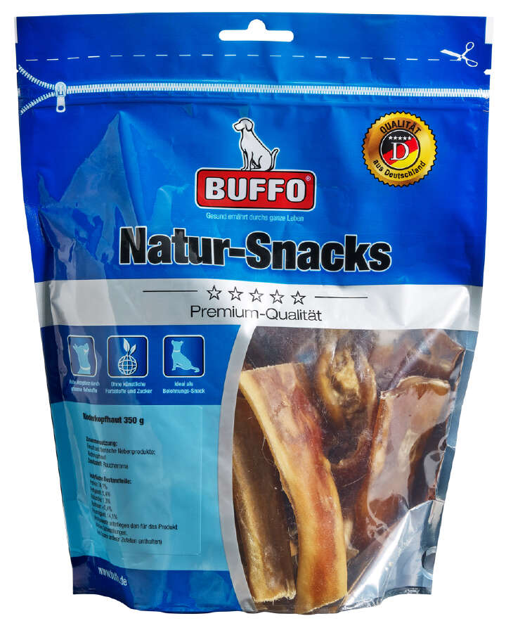 BUFFO Hundeleckerli Natur-Snacks Rinderkopfhaut